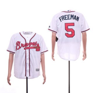 Men's Atlanta Braves 5 Freddie Freeman White Cool Base Jersey