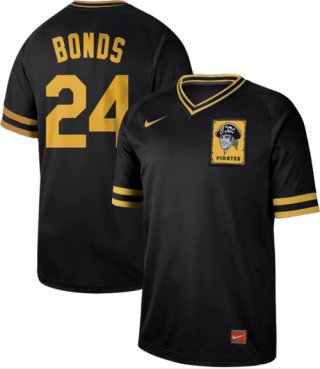 Pirates #24 Barry Bonds Black Authentic Cooperstown Collection Stitched Baseball Jersey