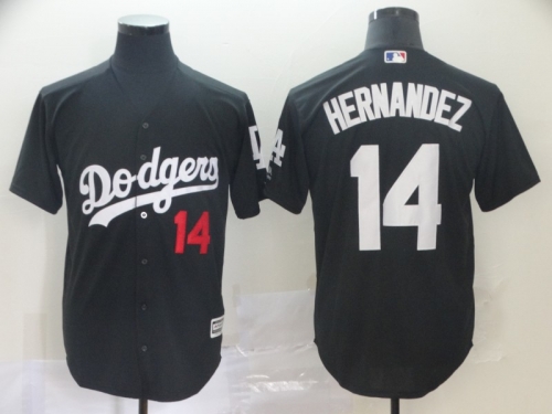 Men's Los Angeles Dodgers 14 Enrique Hernandez Black Turn Back The Clock Cool Base Jersey