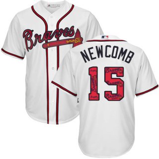 Atlanta Braves #15 Men's Sean Newcomb Authentic White Team Logo Fashion Cool Base Baseball Jersey