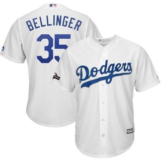 Los Angeles Dodgers #35 Cody Bellinger Majestic 2019 Postseason Home Official Cool Base Player White Jersey