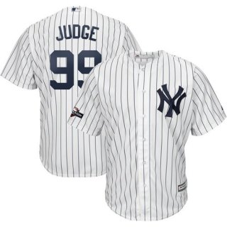 New York Yankees #99 Aaron Judge Majestic 2019 Postseason Official Cool Base Player White Navy Jersey