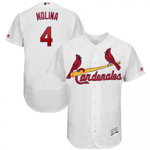 St. Louis Cardinals #4 Yadier Molina Majestic 2019 Hispanic Heritage Flex Base Authentic Player White Jersey