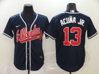 Men's Atlanta Braves #13 Ronald Acuna Jr. Navy Blue Stitched MLB Cool Base Nike Jersey