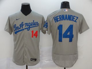 Men's Los Angeles Dodgers #14 Enrique Hernandez Gray Stitched MLB Flex Base Nike Jersey