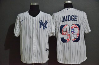 Men's New York Yankees #99 Aaron Judge White Team Logo Stitched MLB Cool Base Nike Fashion Jersey