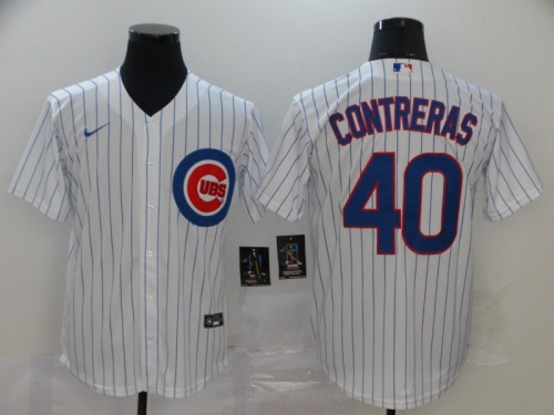 Men's Chicago Cubs #40 Willson Contreras White Stitched MLB Cool Base Nike Jersey