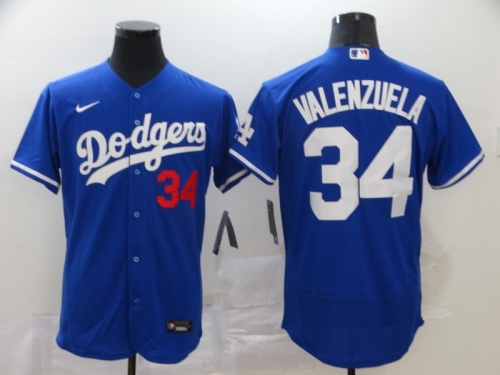 Men's Los Angeles Dodgers #34 Fernando Valenzuela Blue Stitched MLB Flex Base Nike Jersey