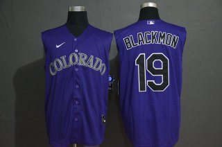 Men's Colorado Rockies #19 Charlie Blackmon Purple 2020 Cool and Refreshing Sleeveless Fan Stitched MLB Nike Jersey