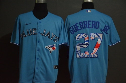 Men's Toronto Blue Jays #27 Vladimir Guerrero Jr. Light Blue Team Logo Stitched MLB Cool Base Nike Jersey