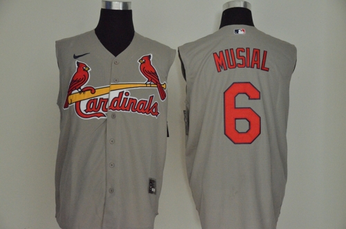 Men's St. Louis Cardinals #6 Stan Musial Gray 2020 Cool and Refreshing Sleeveless Fan Stitched MLB Nike Jersey