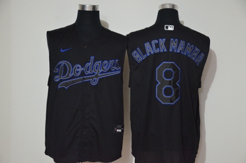 Men's Los Angeles Dodgers #8 Kobe Bryant Black Mamba Lights Out Black Fashion 2020 Cool and Refreshing Sleeveless Fan Stitched MLB Nike Jersey