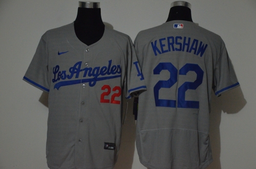 Men's Los Angeles Dodgers #22 Clayton Kershaw Gray Stitched MLB Flex Base Nike Jersey