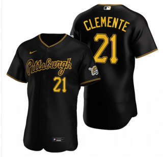 Men's Pittsburgh Pirates #21 Roberto Clemente Black Stitched MLB Flex Base Nike Jersey