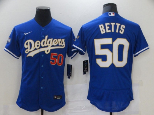 Men Los Angeles Dodgers 50 Betts Blue Elite 2021 Nike MLB Jersey