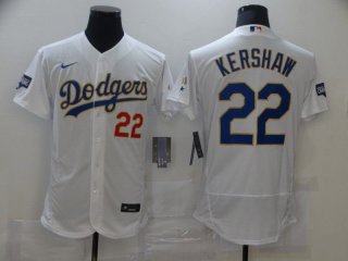 Men Los Angeles Dodgers 22 Kershaw White Elite 2021 Nike MLB Jerseys