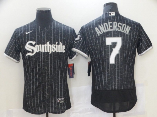 Men Chicago White Sox 7 Anderson Black City Edition Nike Elite 2021 MLB Jerseys