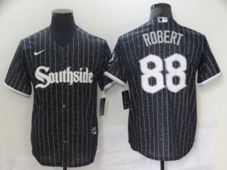 Men's Chicago White Sox #88 Luis Robert Black 2021 City Connect Stitched MLB Cool Base Nike Jersey