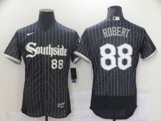 Men's Chicago White Sox #88 Luis Robert Black 2021 City Connect Stitched MLB Flex Base Nike Jersey