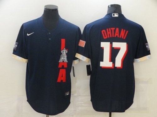 Men's Los Angeles Angels #17 Shohei Ohtani 2021 Navy All-Star Cool Base Stitched MLB Jersey