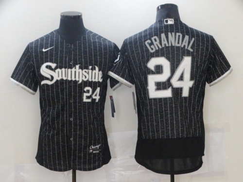 Men Chicago White Sox 24 Grandal City Edition Black Elite Nike 2021 MLB Jersey