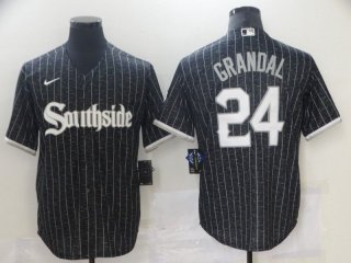 Men Chicago White Sox 24 Grandal City Edition Black Game Nike 2021 MLB Jerseys