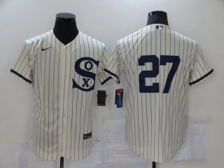 Men's Chicago White Sox #27 Lucas Giolito 2021 Cream Navy Field of Dreams Flex Base Stitched Jersey