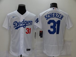 Men's Los Angeles Dodgers #31 Max Scherzer White Stitched MLB Flex Base Nike Jersey