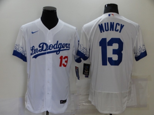 Men's Los Angeles Dodgers #13 Max Muncy White 2021 City Connect Flex Base Stitched Jersey