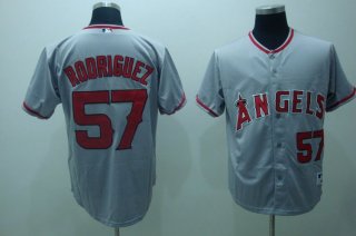 MLB Jerseys Los Angeles Angels #57 Francisco Rodriguez Grey softball jerseys