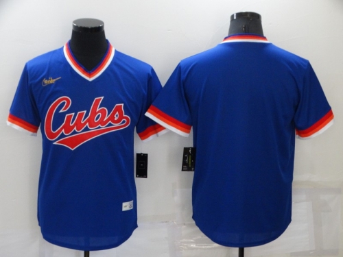 Men's Chicago Cubs Blank Blue Cooperstown Collection Stitched Throwback Jersey