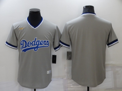 Men's Los Angeles Dodgers Blank Grey Cooperstown Collection Stitched MLB Throwback Jersey