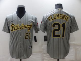 Men's Pittsburgh Pirates #21 Roberto Clemente Dark Grey Cool Base Stitched Jersey