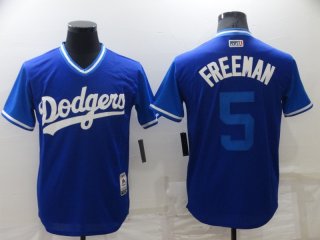 Men's Los Angeles Dodgers #5 Freddie Freeman Royal-Light Blue 2018 Players Weekend Authentic Jersey