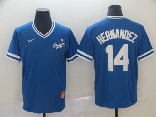 Men Los Angeles Dodgers 14 Hernandez Blue Game Throwback Nike 2022 MLB Jersey