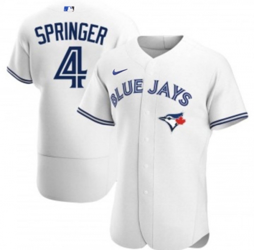 Men's Toronto Blue Jays #4 George Springer White Flex Base Stitched Jersey