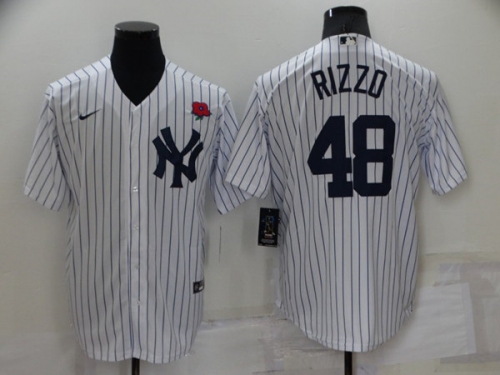 Men's New York Yankees #48 Anthony Rizzo White Cool Base Stitched Rose Baseball Jersey