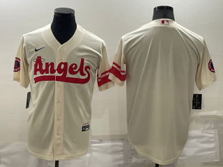 Men's Los Angeles Angels Blank Cream 2022 City Connect Cool Base Stitched Jersey