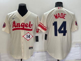 Men's Los Angeles Angels #14 Tyler Wade Number Cream 2022 City Connect Cool Base Stitched Jersey