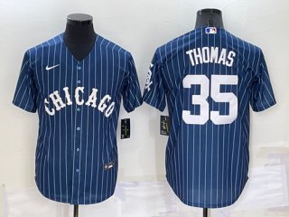 Men's Chicago White Sox #35 Frank Thomas Navy Cool Base Stitched Jersey