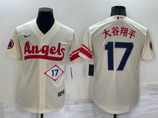 Mens Los Angeles Angels #17 大谷翔平 2022 Cream City Connect Cool Base Stitched Jersey