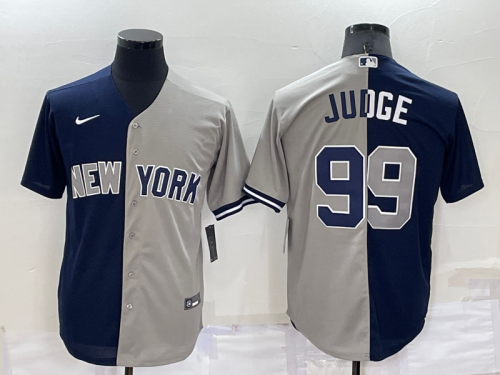 Men's New York Yankees #99 Aaron Judge Navy Blue Grey Two Tone Stitched Throwback Nike Jersey