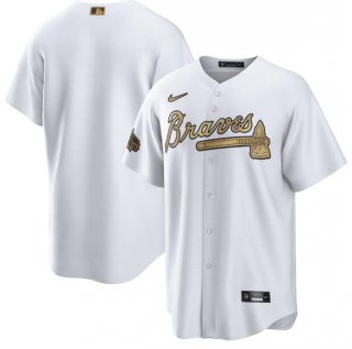 Men's Atlanta Braves Blank White 2022 All-Star Cool Base Stitched Baseball Jersey