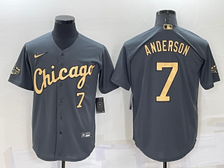 Men's Chicago White Sox #7 Tim Anderson Number Grey 2022 All Star Stitched Cool Base Nike Jersey