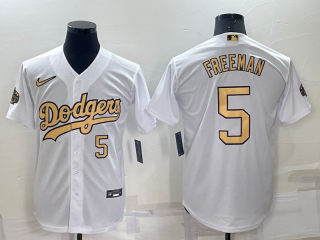 Men's Los Angeles Dodgers #5 Freddie Freeman Number White 2022 All Star Stitched Cool Base Nike Jersey