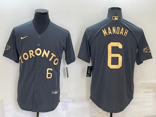 Men's Toronto Blue Jays #6 Alek Manoah Number Grey 2022 All Star Stitched Cool Base Nike Jersey