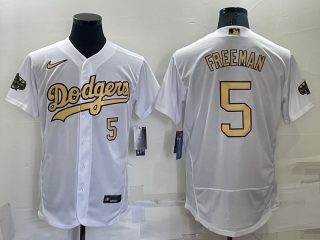 Men's Los Angeles Dodgers #5 Freddie Freeman Number White 2022 All Star Stitched Flex Base Nike Jersey