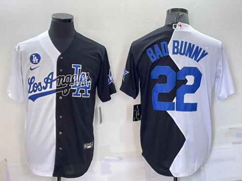 Men's Los Angeles Dodgers #22 Bad Bunny White Black 2022 Celebrity Softball Game Cool Base Jersey