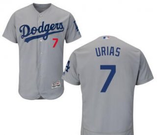 Men's Los Angeles Dodgers #7 Julio Urias Gray Cool Base Majestic Baseball Jersey