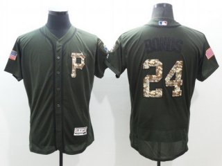 Men's Pittsburgh Pirates #24 Barry Bonds Retired Green Salute to Service 2016 Flexbase Majestic Baseball Jersey